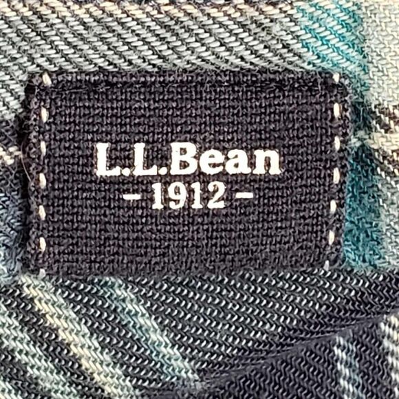 LL Bean Shirt Mens Blue Plaid Flannel LS Button Down Size Large L Long Sleeve - Picture 6 of 9